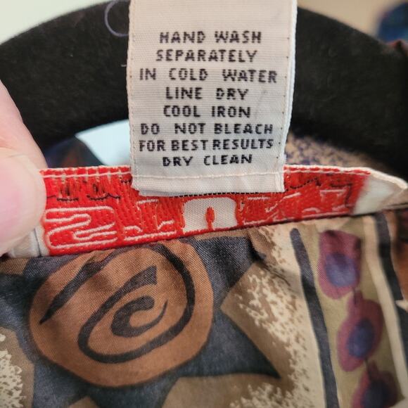 Vintage Silk Stunt Collections Earthtone Abstract Style Shirt size Medium - Picture 11 of 11